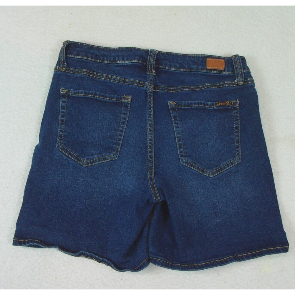 Seven 7 Weekend Short Mid Rise Jean Cotton Dark Blue Denim Women's Size 8 - Picture 8 of 9